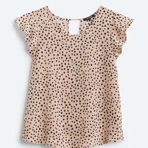 Papermoon Pink Polka Dot Flutter Sleeve Top